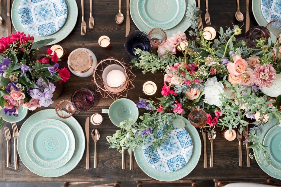 Mix and match table decor for effortless boho style