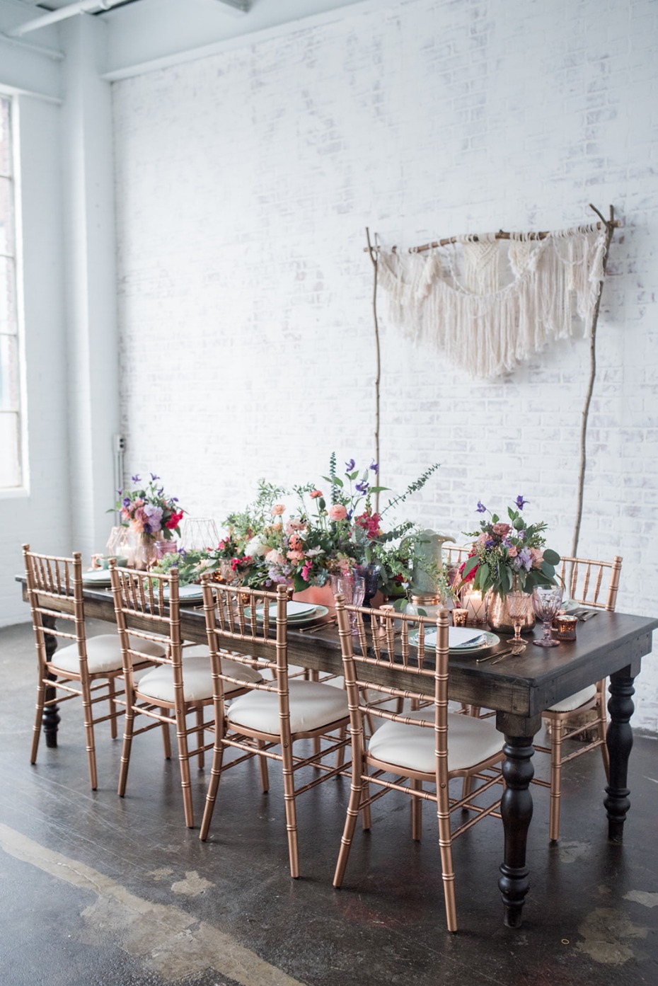 Bohemian inspired wedding table decor