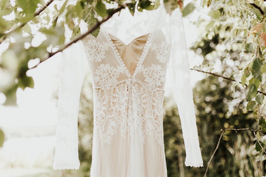 lacy boho bridal dress