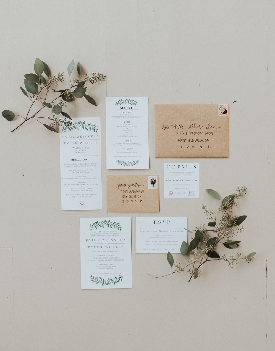 eucalyptus themed wedding stationery