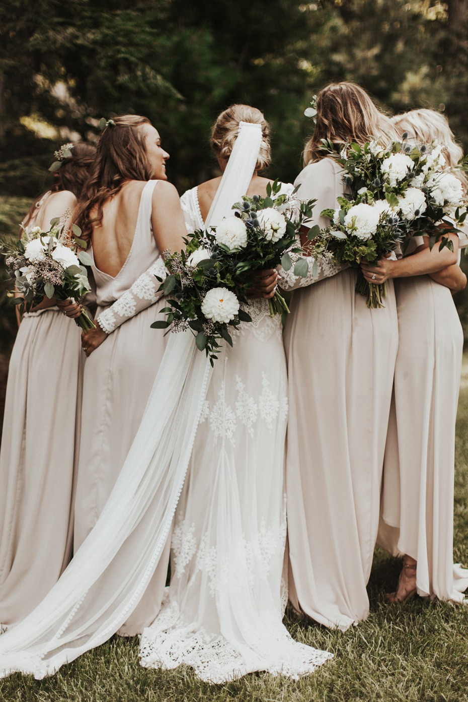 bride and her ivory bridal party