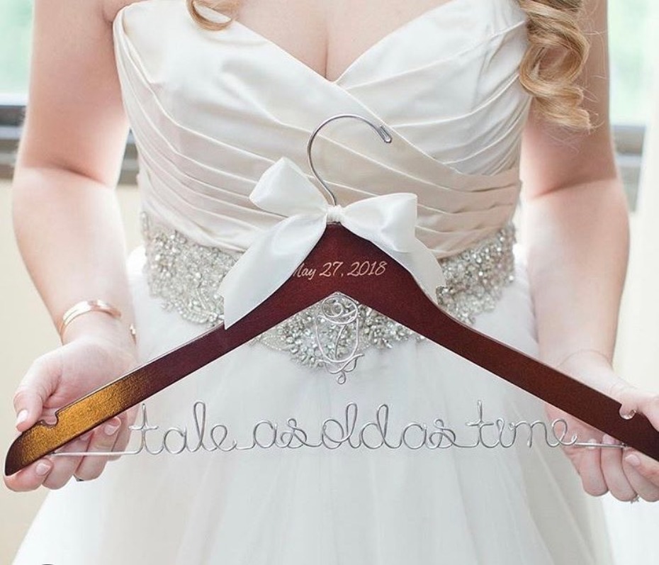 Personalized wedding dress hanger: Tale as old as time