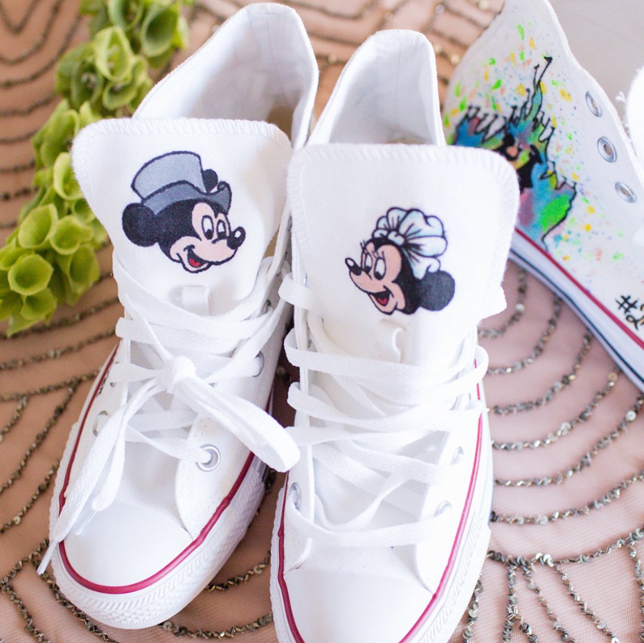 Custom Mickey and Minnie Mouse Converse wedding shoes