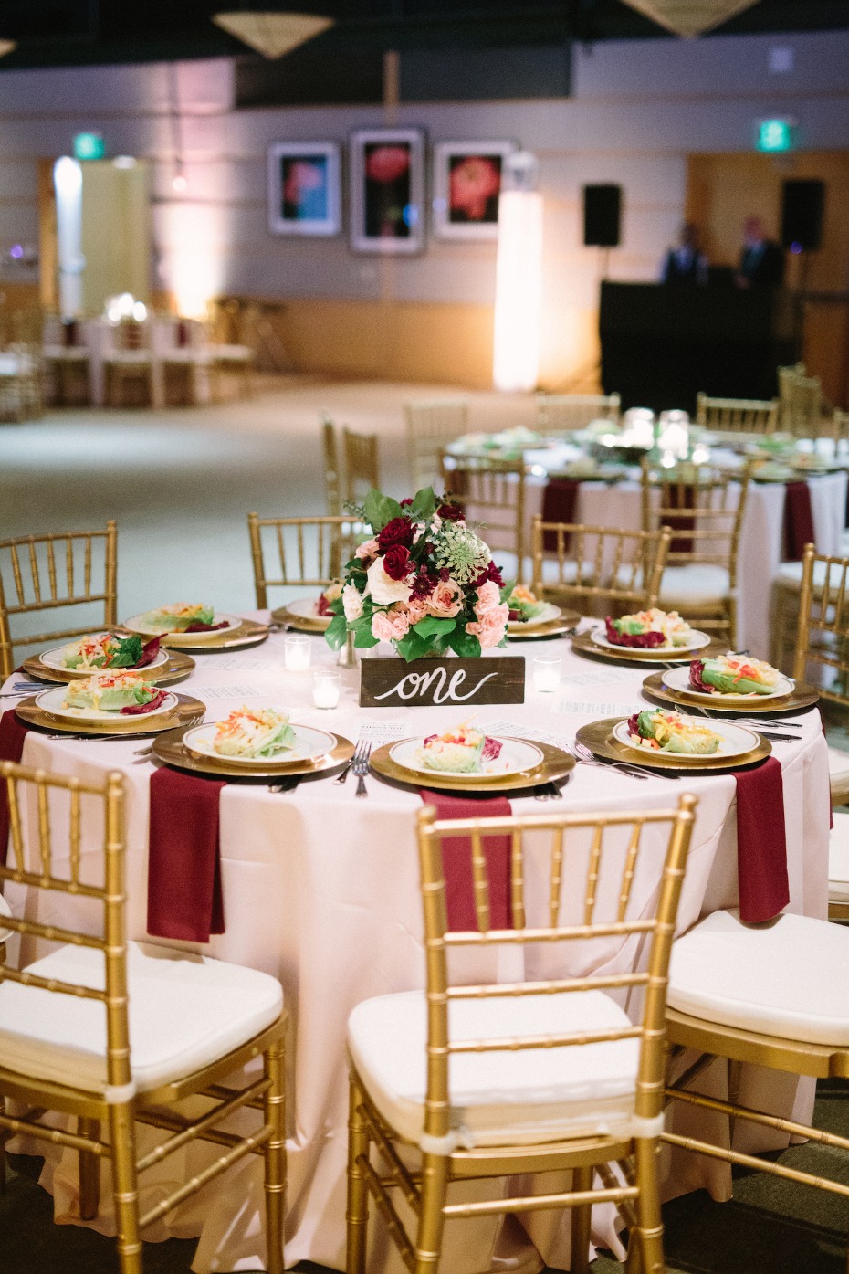 Gold and burgundy reception