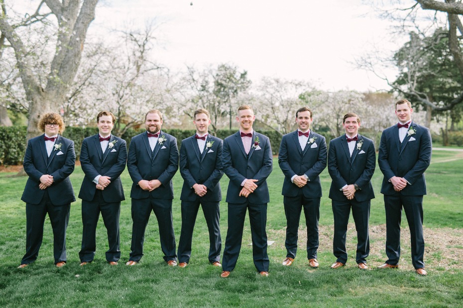 Matching groomsmen in navy