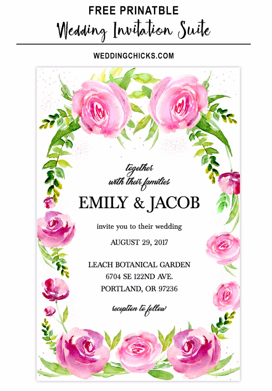 Emily and Jacobs floral watercolor wedding invitation suite