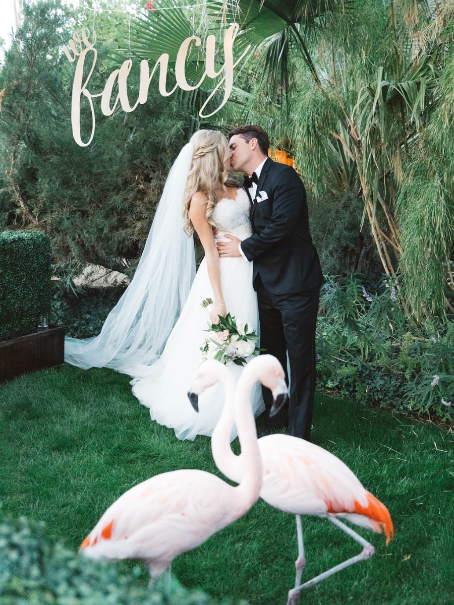 Glam Palm Springs Wedding with a Pair of Flamingos