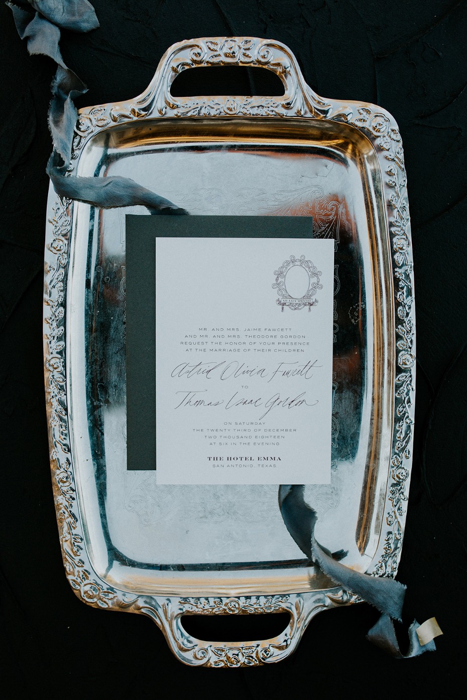 wedding invitations in silver and white