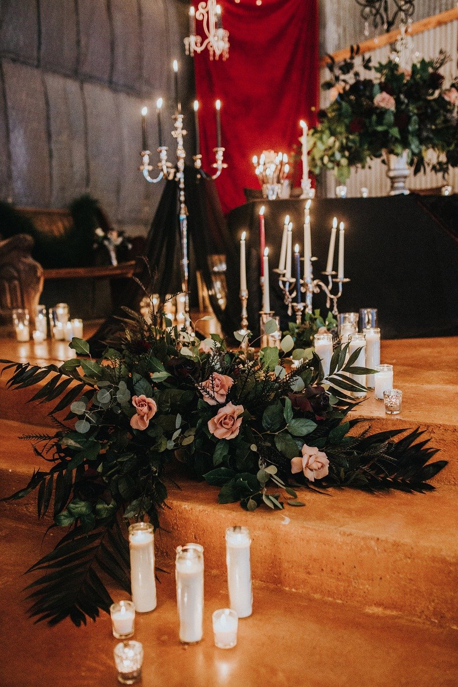 candles and flowers for your dark dramatic wedding