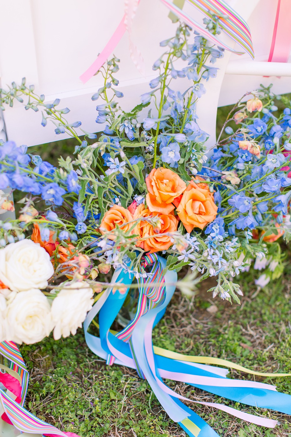 blue and orange wedding bouquet