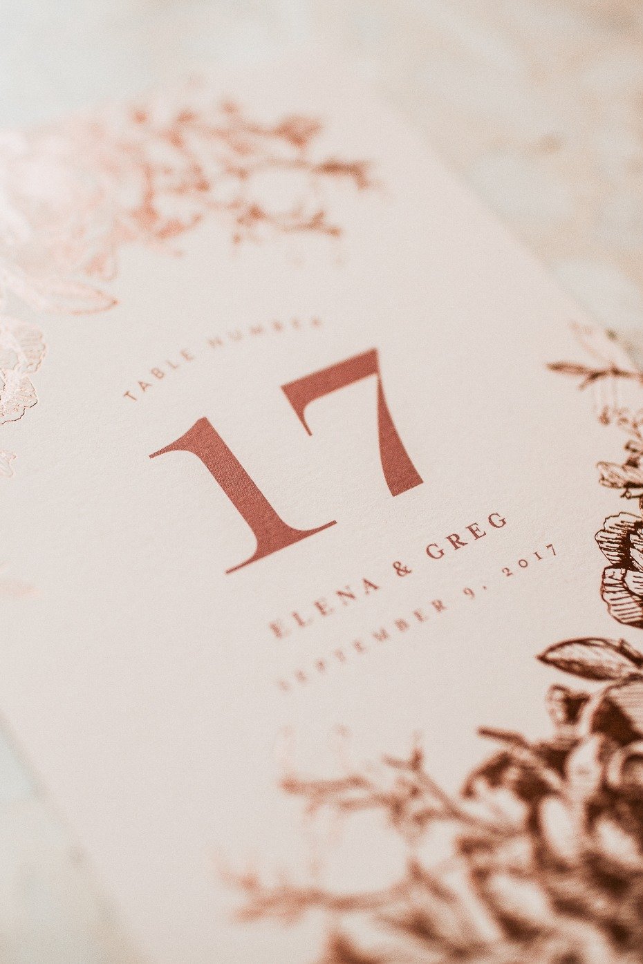 rose gold table number