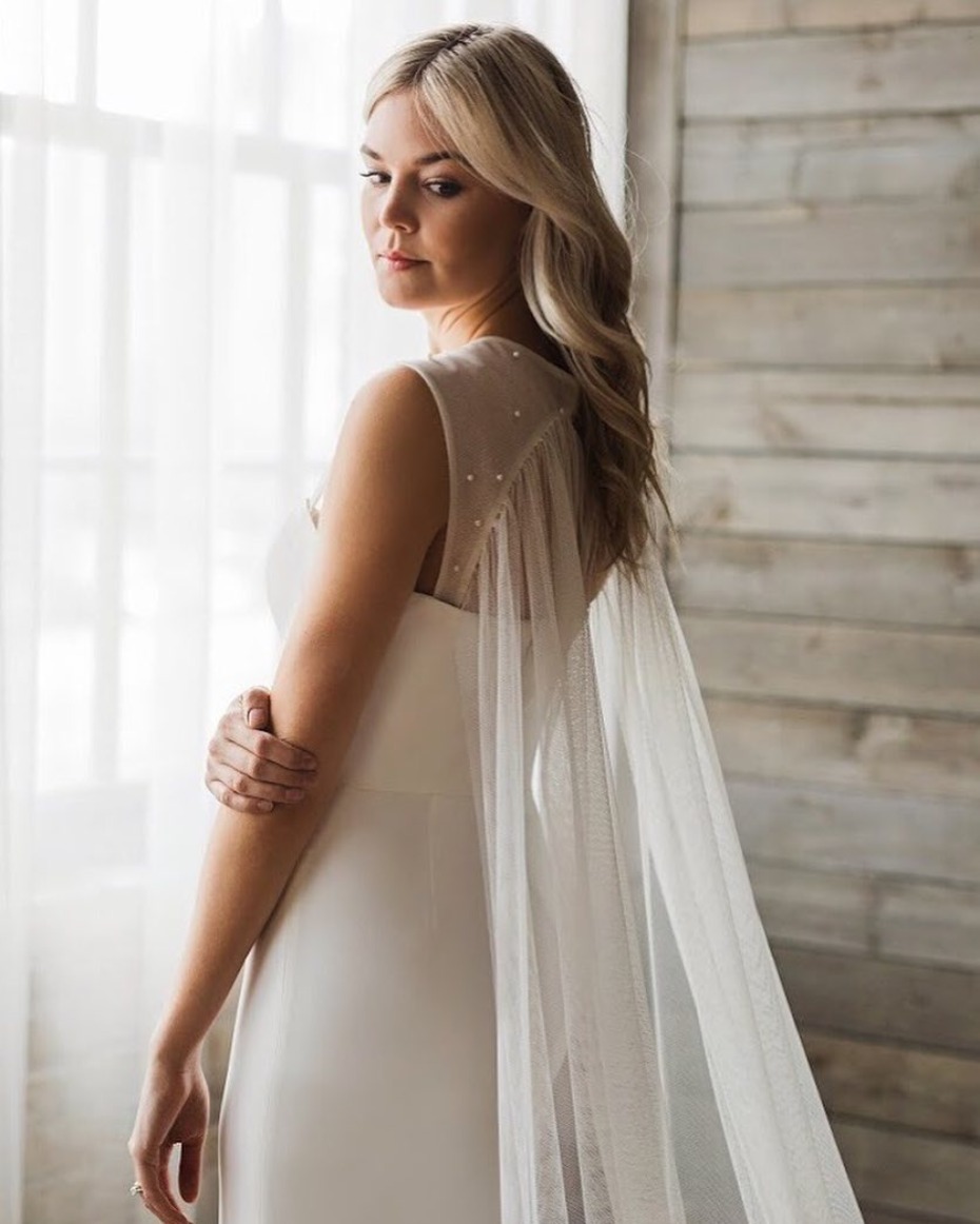 Get the Caped Kaley Cuoco Wedding Dress look from Tara LaTour
