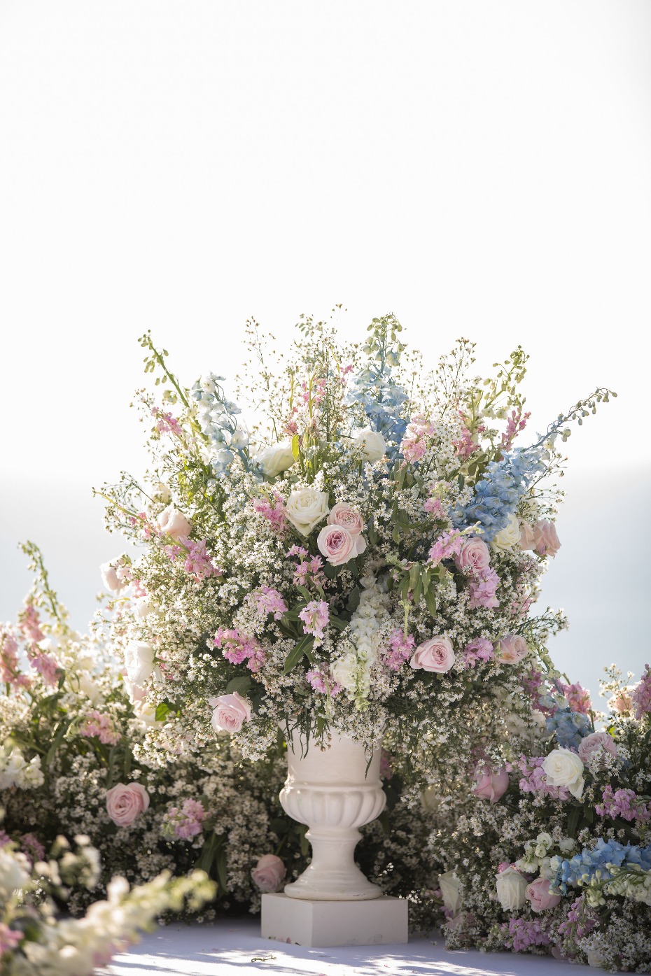 Pink and blue wedding flowers