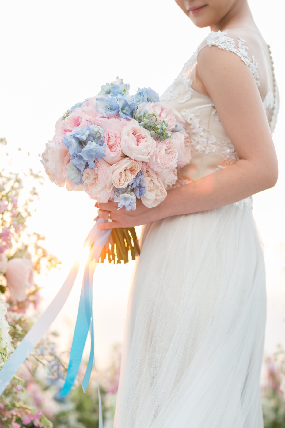 Pink and blue bouquet