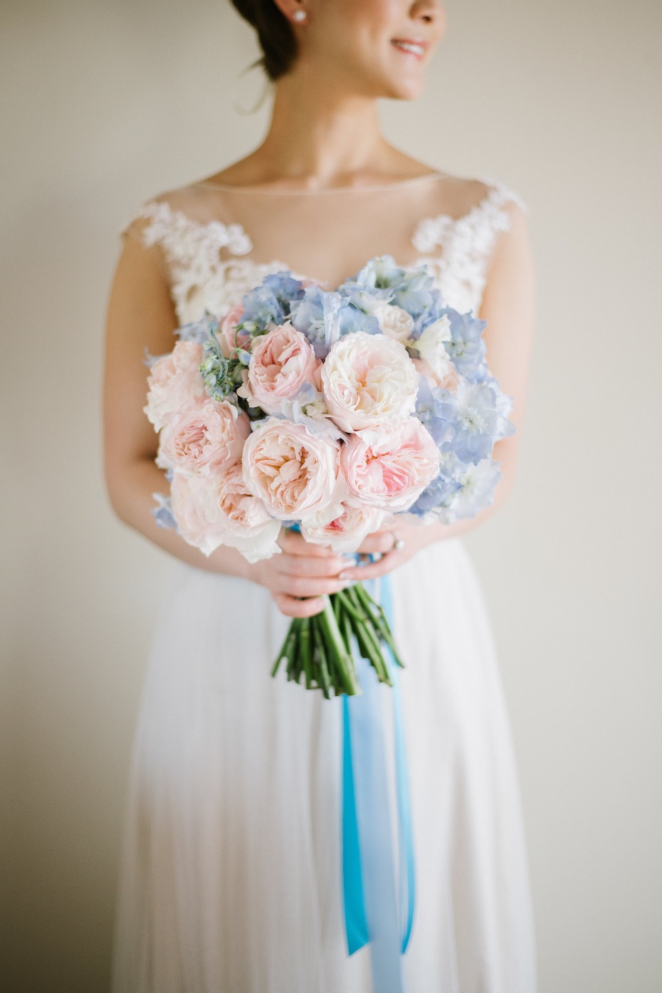 Pink and blue wedding bouquet