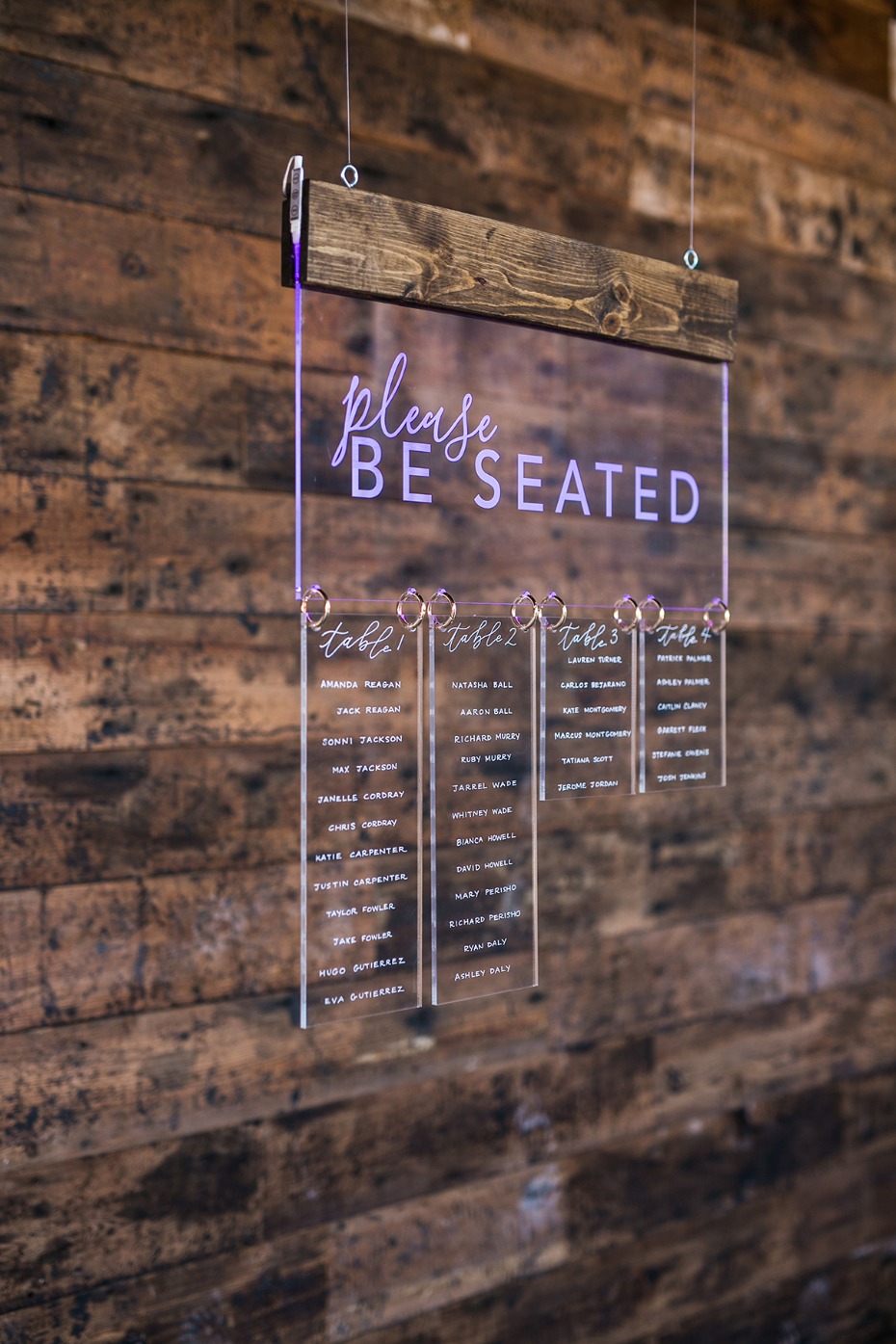 glow in the dark seating sign