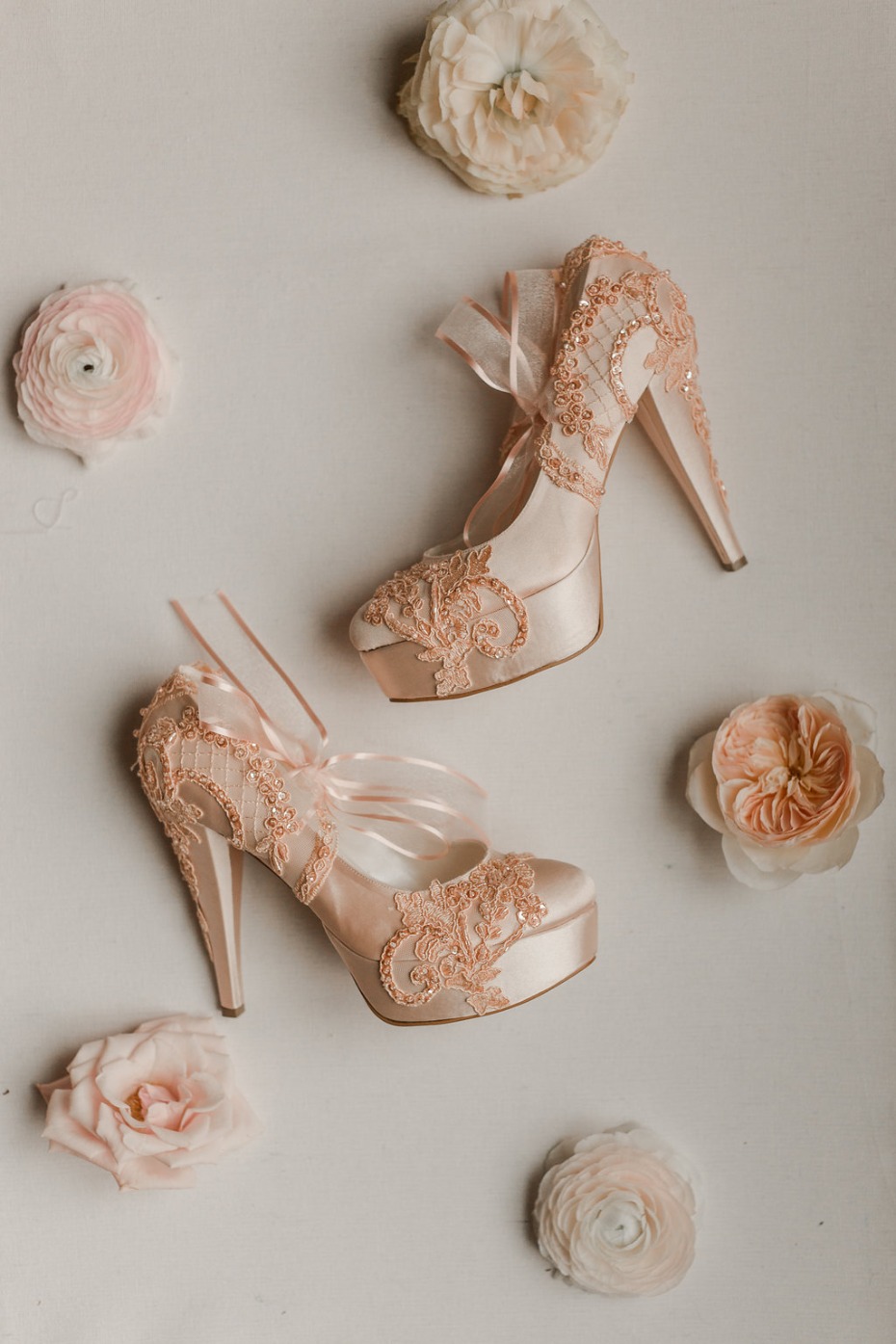 Peach bridal shoes by KUKLA Fashion Design