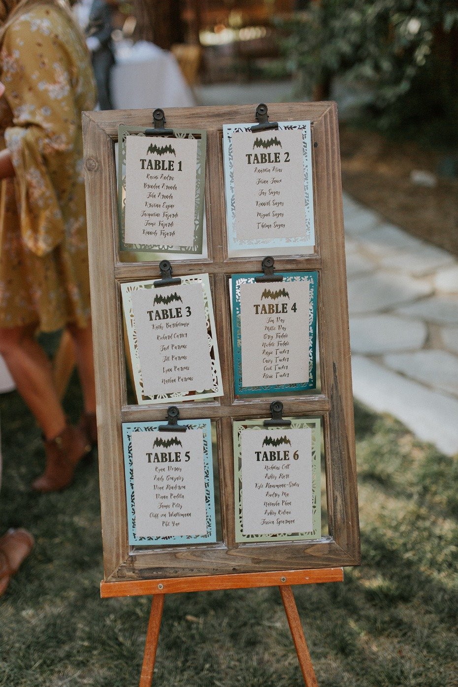 Rustic seating chart for a wedding