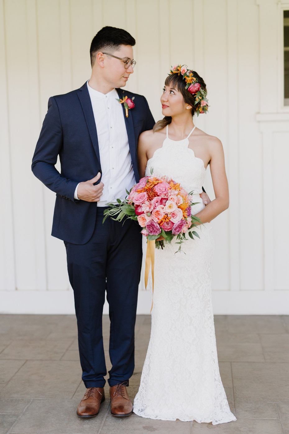 wedding couple all dressed up and ready for their big day