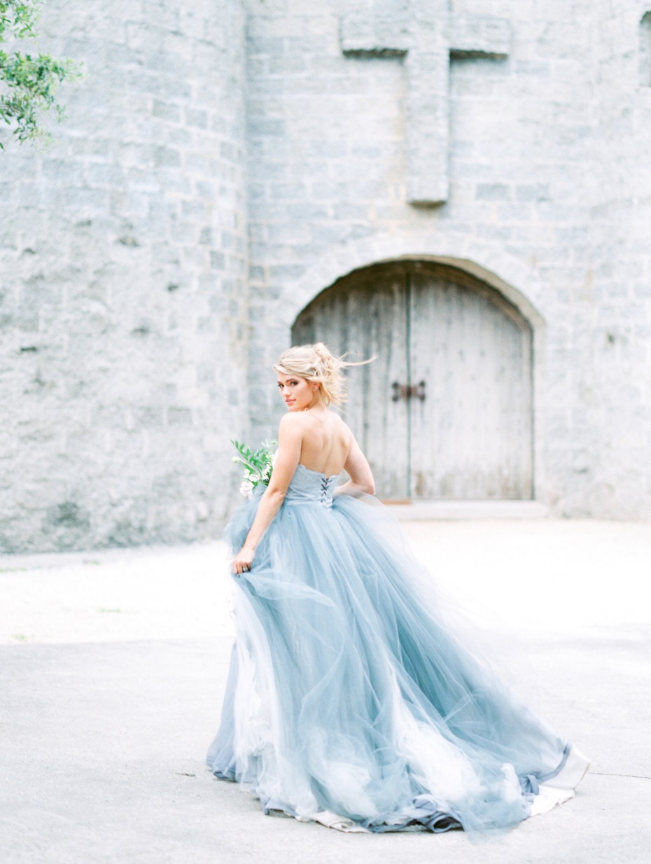 French Knot Couture Blue Tulle Wedding Dress