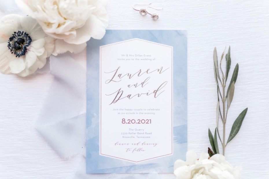 Blushing Love Wedding Invitation by Basic Invite
