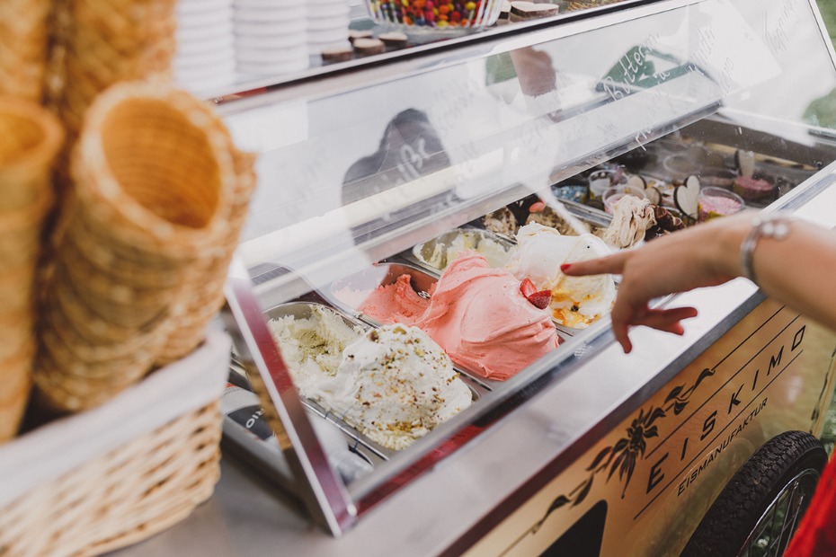 Delicious ice cream flavors at a vendor with a tempting selection