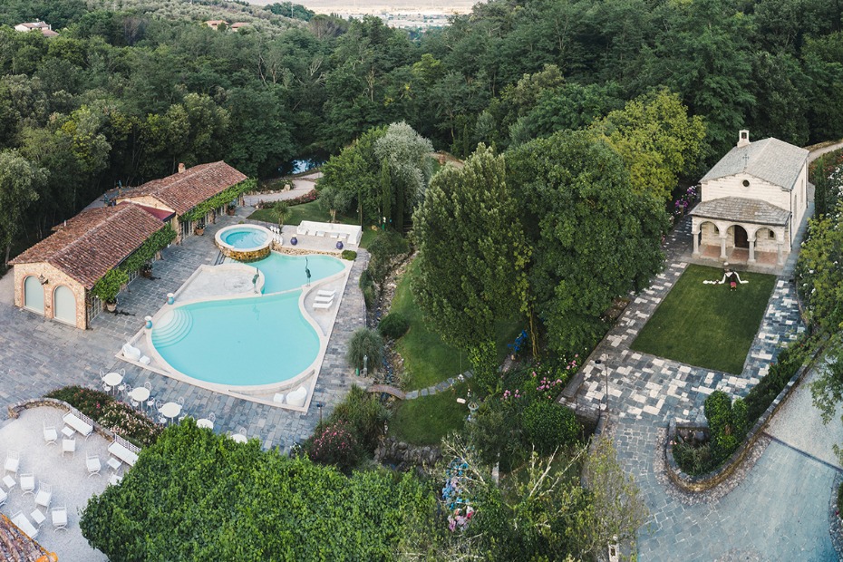 Luxury villa resort with pool and chapel in Tuscany Italy