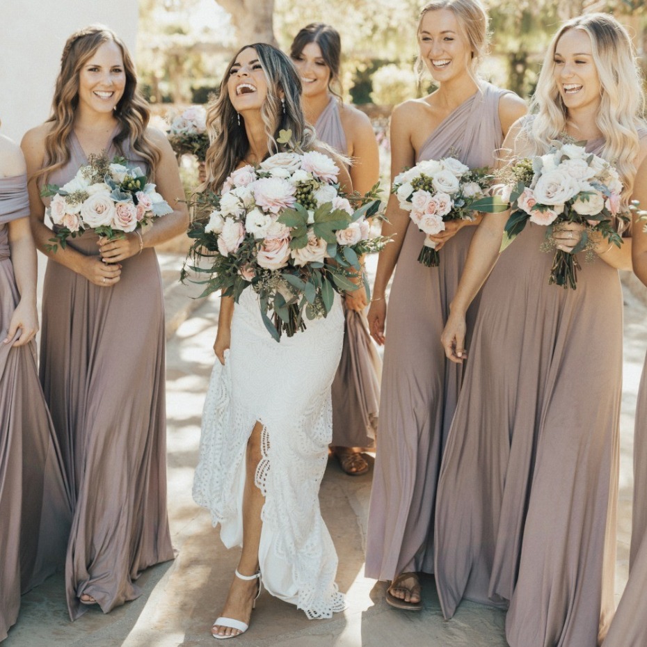 Bridesmaid Budget Tips - Pretty Bridesmaids in Taupe