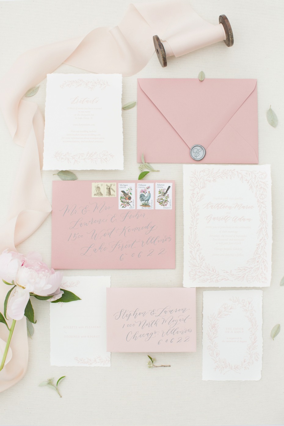 Blush wedding invitation