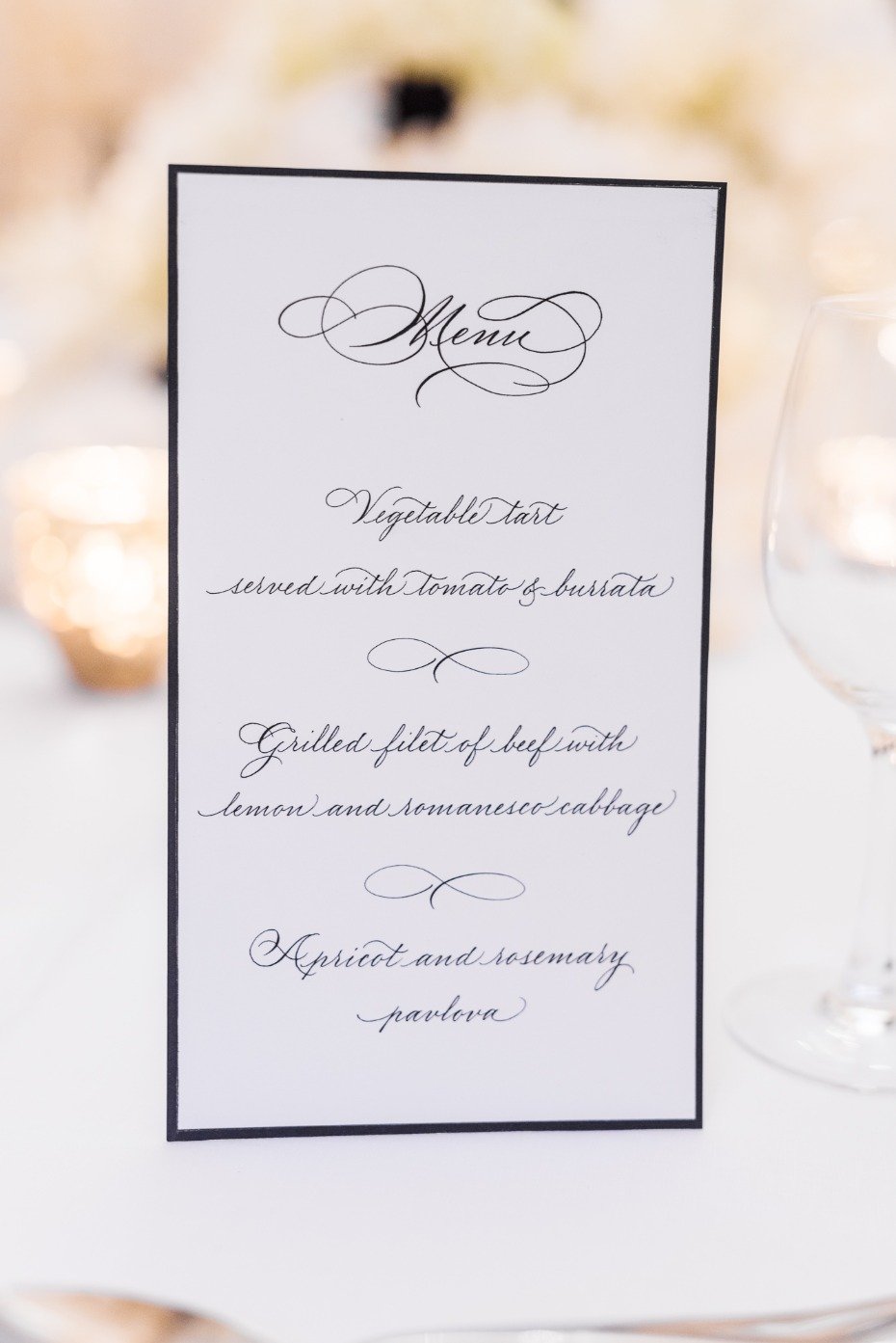Classic menu for a Paris wedding