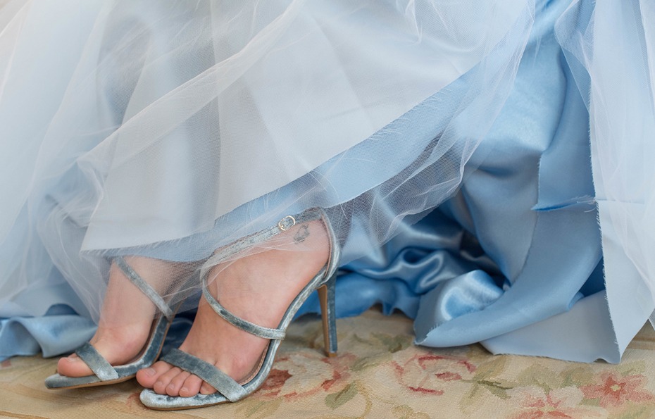 dusty blue velvet wedding shoes