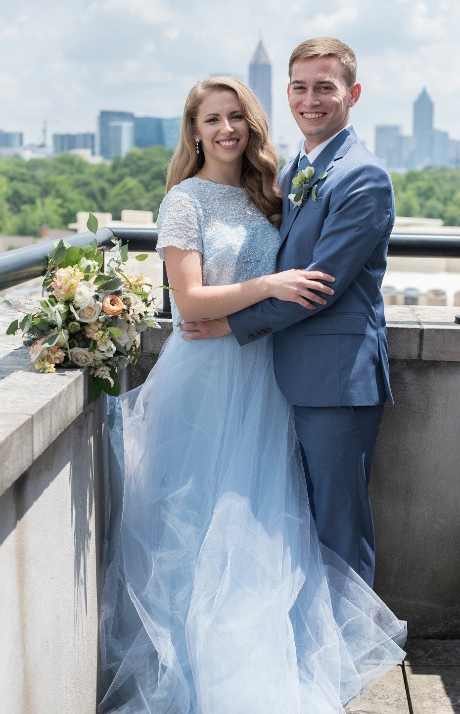 wedding couple in blue