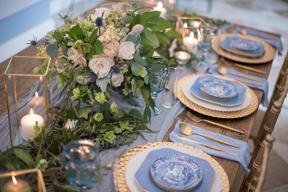 dusty blue wedding table