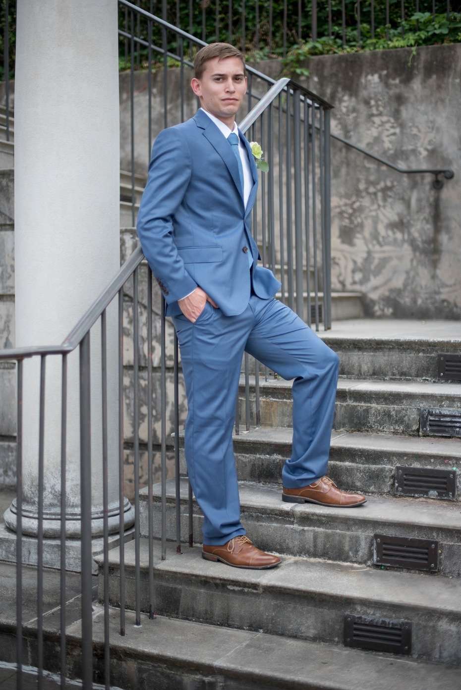 dusty blue groom suit