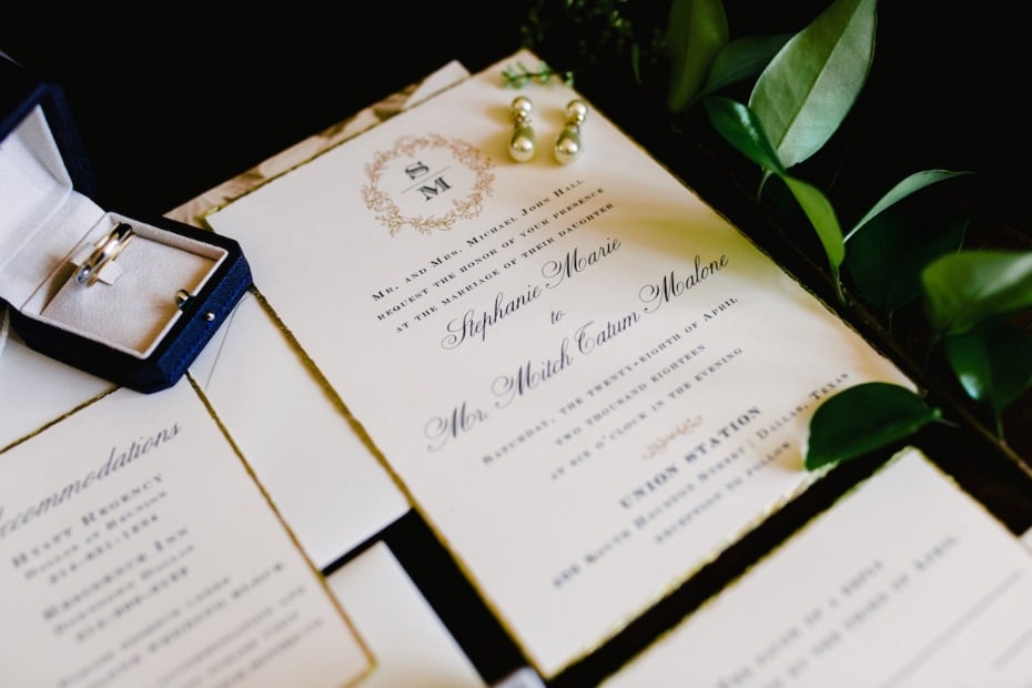 wedding invitation suite with elegant monogram