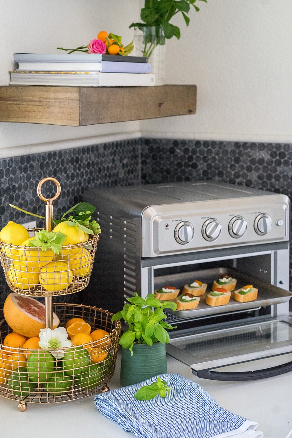 Fresh ingredients and oven-baked snacks in a cozy kitchen setting