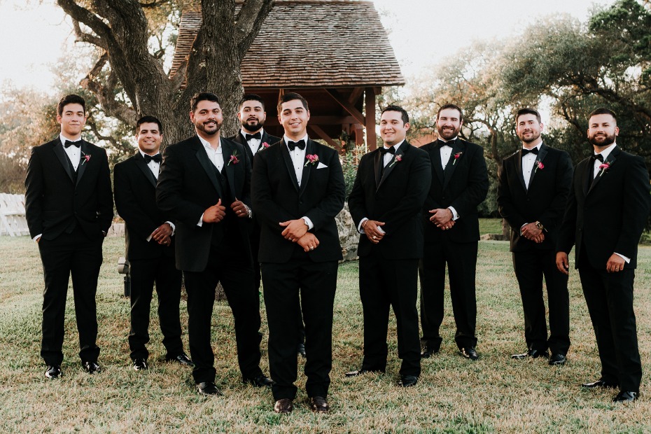 The groom and his men in bowties