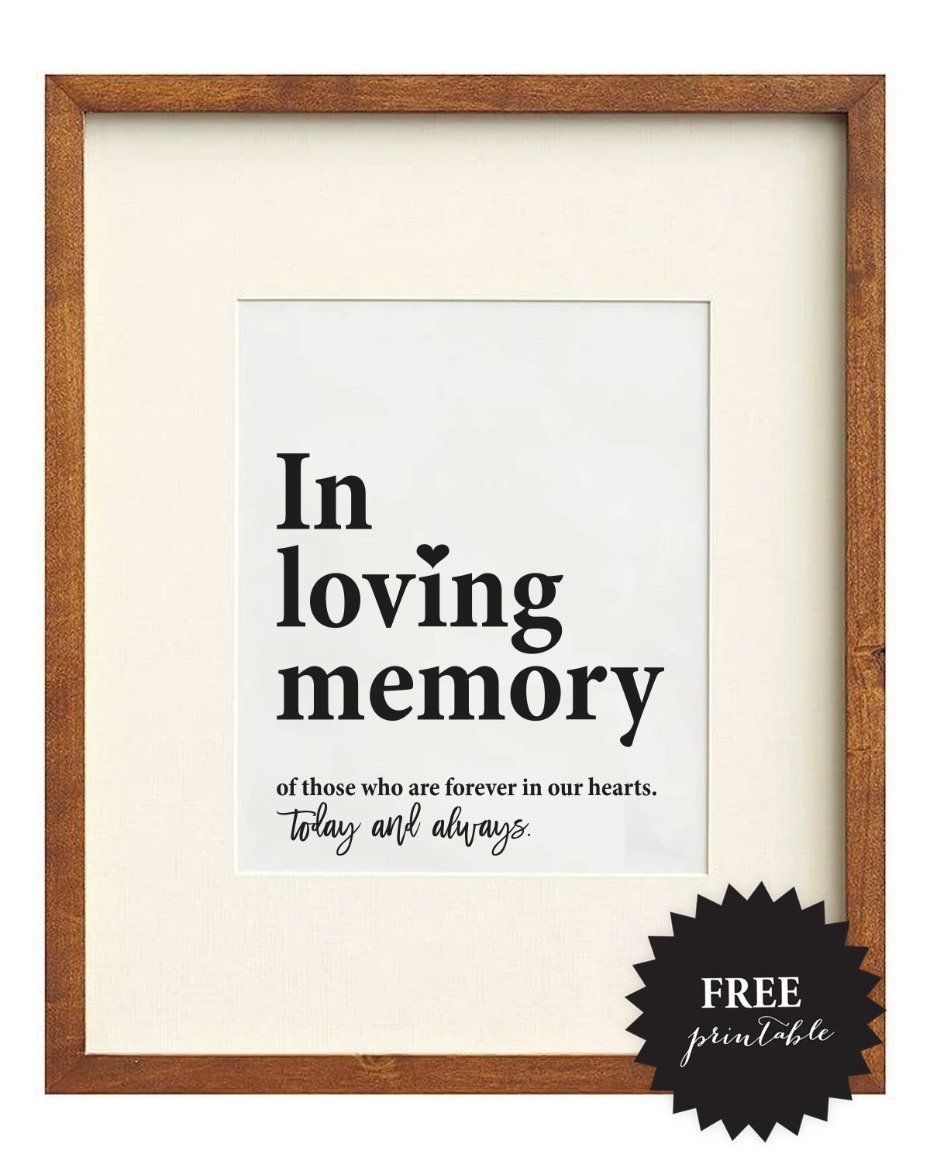 In loving memory Free printable wedding remembrance sign