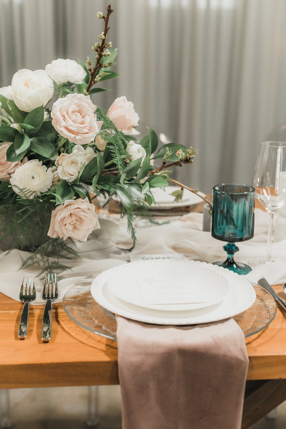 modern and rustic themed spring table decor