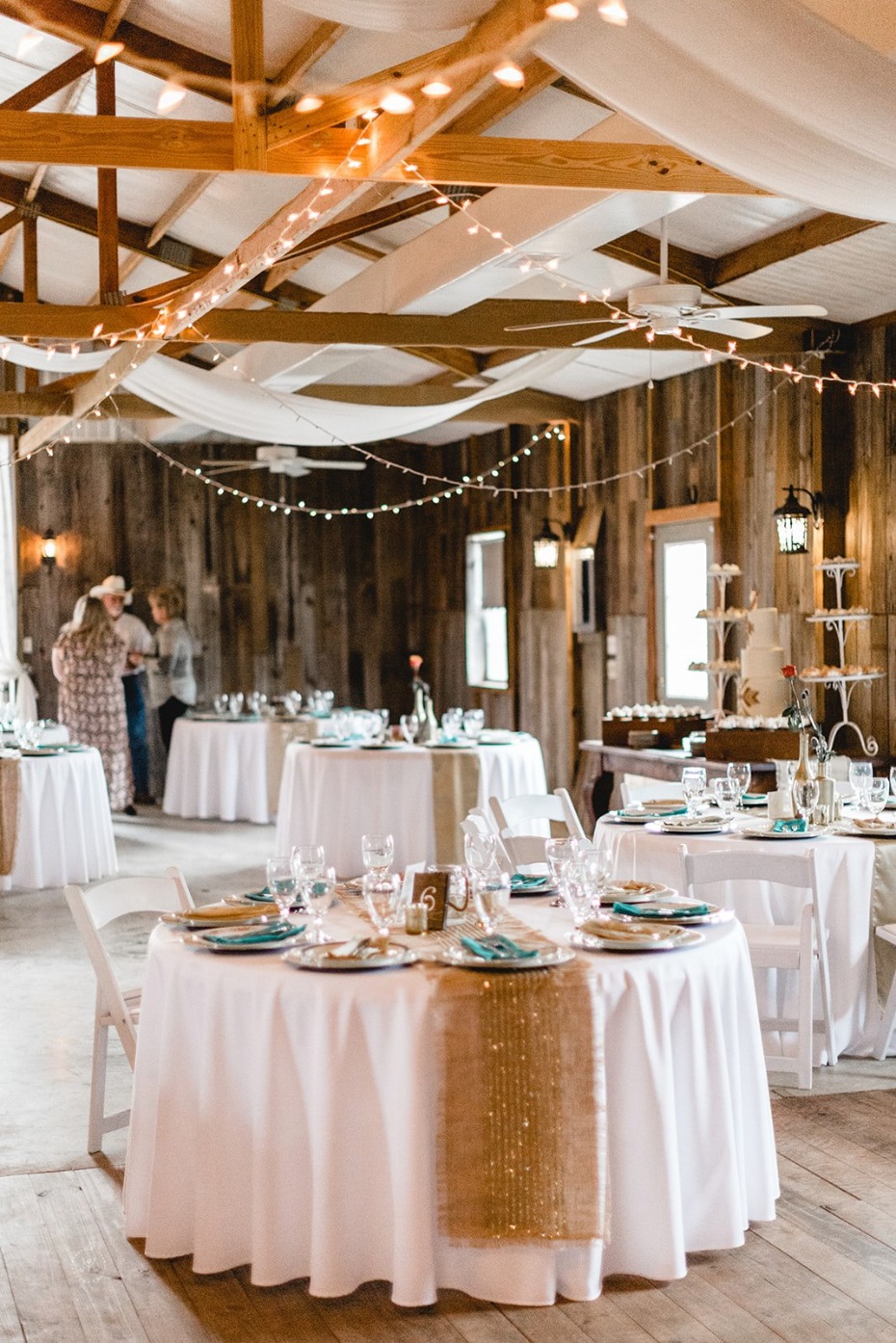 Rustic reception for a barn wedding