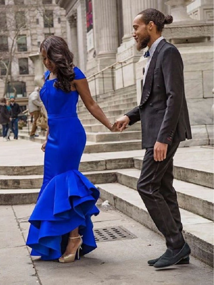 RiRi’s Cobalt Blue Bridesmaid Dress Is Goals for the Girls