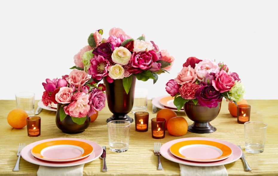 Pink and Orange Long Table Centerpiece Ideas by Jamali Garden