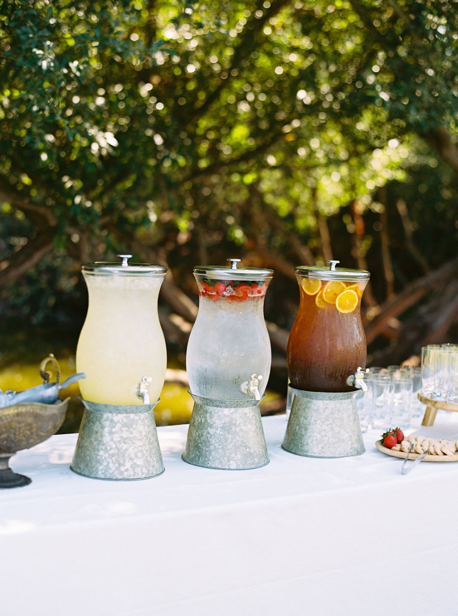 Refreshing infused water dispensers at an outdoor event