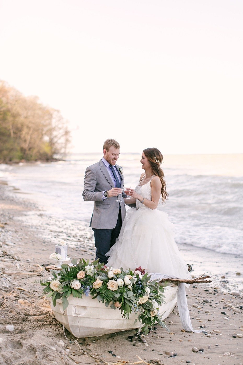 sweet bride and groom at the beach