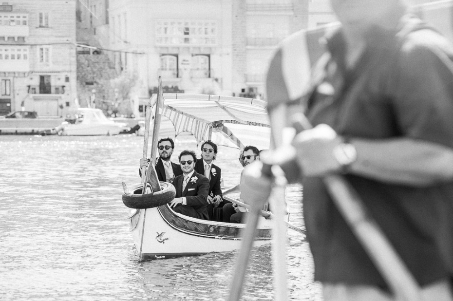 groomsmen arriving by boat
