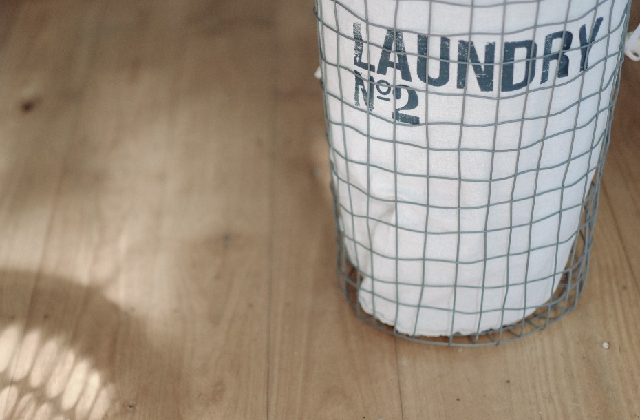 Laundry basket on floor