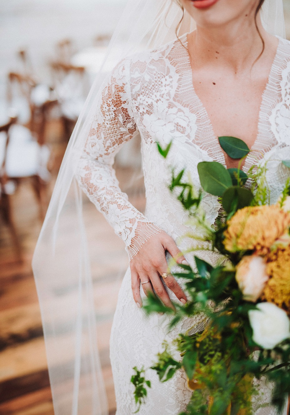 elegant wedding dress with sleeves