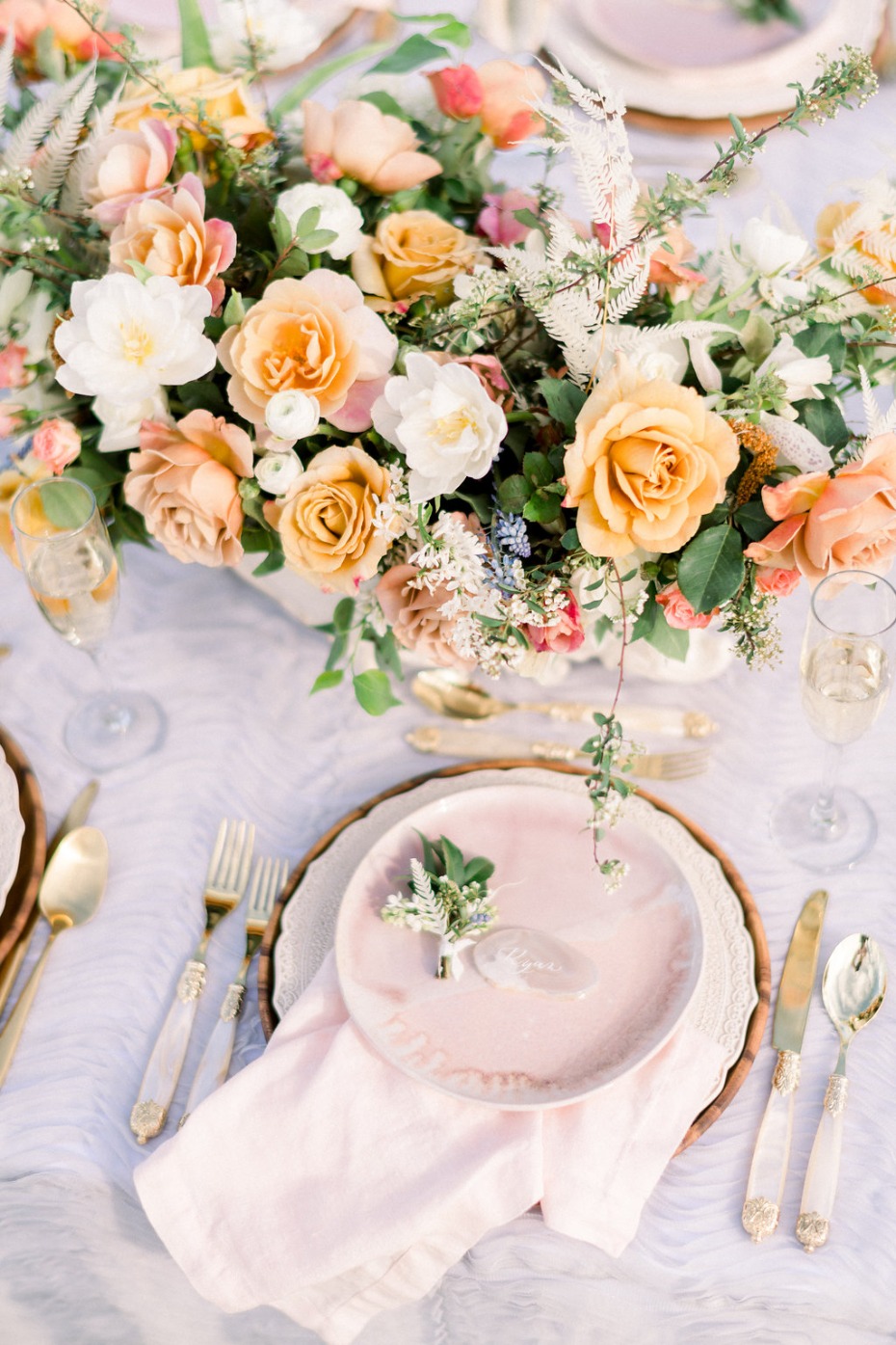 blush watercolor inspired wedding plates