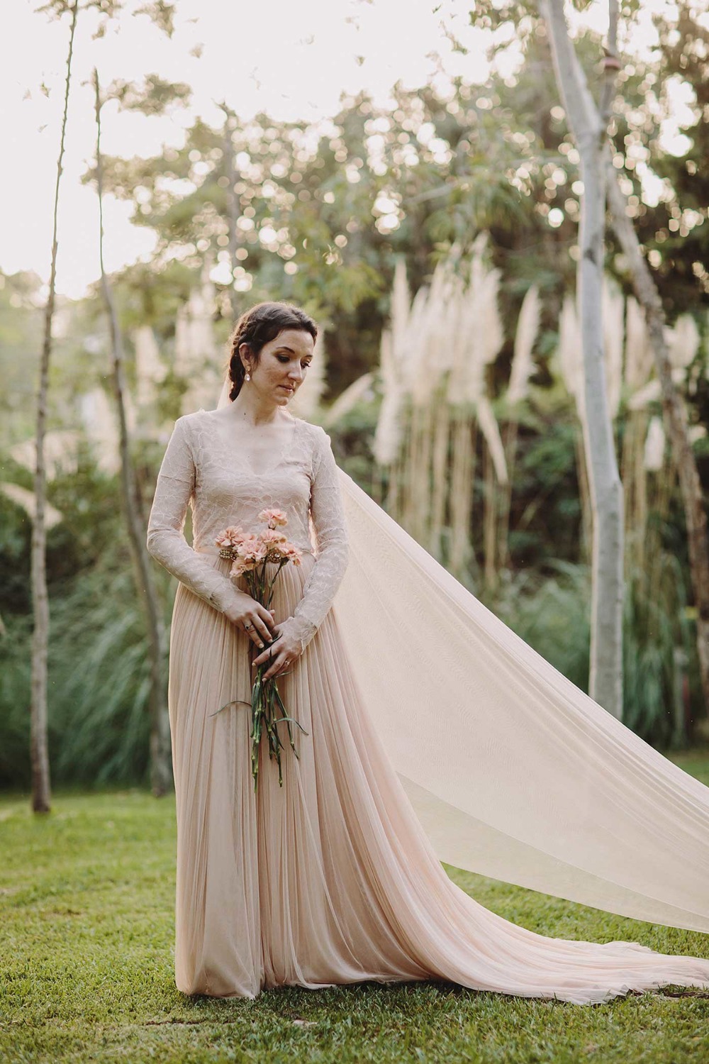 soft pink wedding dress from Emily Riggs