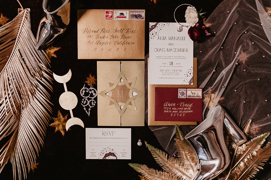 starry night inspired wedding invitations